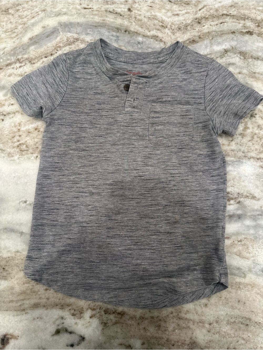 Cat & Jack Gray Heather Short Sleeve Pocket Henley Tee